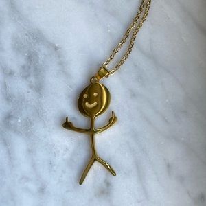 New Funny Middle Finger 18k Gold plated Necklace